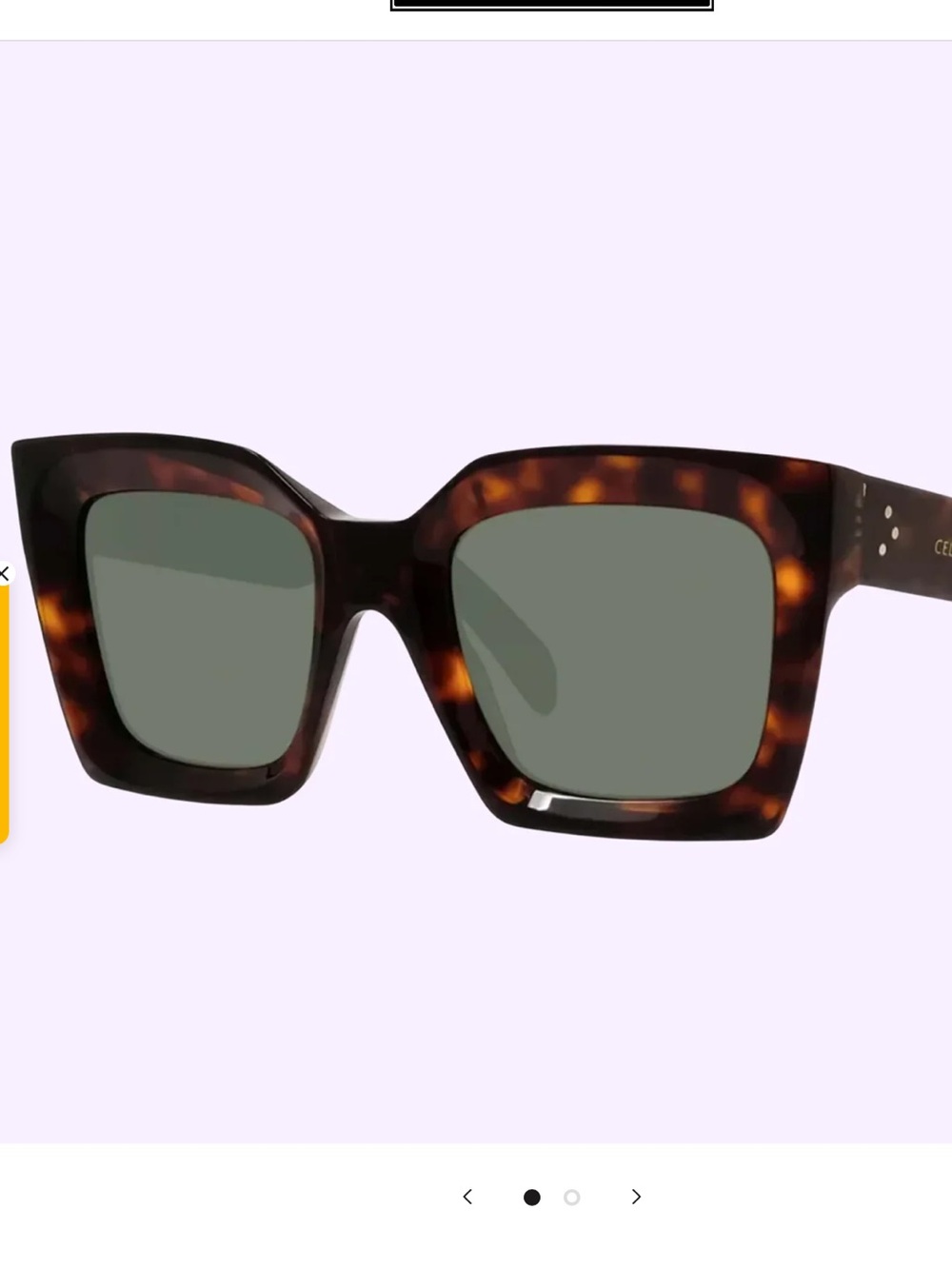 Celine Tortoiseshell Square Oversized Sunglasses — Brown - Picture 2 of 7
